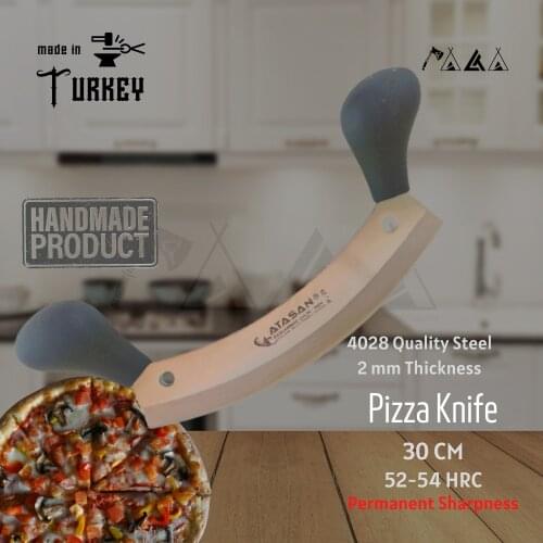 ATASAN Pizza Chef Knife Kitchen Knives Handmade High Quality Professional Stainless Steel Mince Knife Two Handle For Chef Cooker