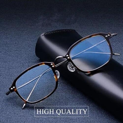Japanese Handmade Titanium Glasses Frame Men Square Eyeglasses Women High Quality Myopia Computer Spectacles