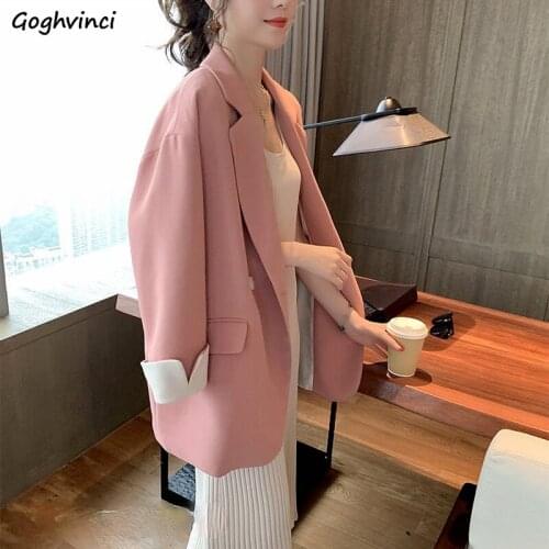 Blazers Women Casual Loose Elegant Office Lady Suits Simple Patchwork Slit Double Breasted Fashion Streetwear Korean Style Cute