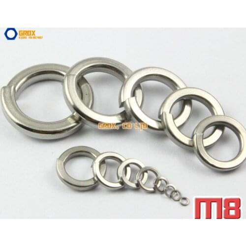 100 Pieces M8 304 Stainless Steel Spring Washer Split Lock Washer