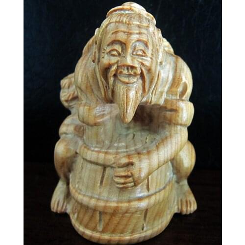 Q4082- 2 " Hand Carved Japanese Boxwood Netsuke Figurine Carving - Fishman