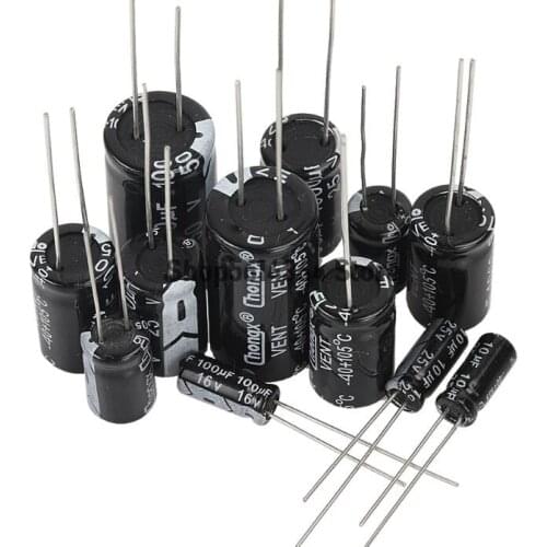 100pcs Radial Aluminium Electrolyt​ic Capacitor 16V/25V/35V/50V/63V 100uF
