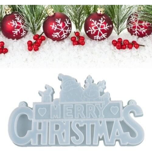 Crystal Epoxy Resin Mold Christmas Letters Listed Decoration Pendant Casting Silicone Mould DIY Crafts Jewelry Making Tools
