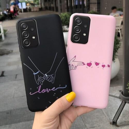 Silicone Case For Samsung Galaxy A52 5G Phone Cover Luxury TPU Love Heart Painted Bumper For GalaxyA52 A 52 a52 Soft Cases Funda