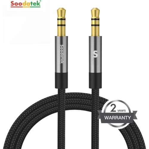 Soodatek 3.5mm Jack Audio Cable Jack 3.5mm Male to Male Audio Aux Cable For Samsung S10 Car Headphone Speaker Wire Line Aux Cord