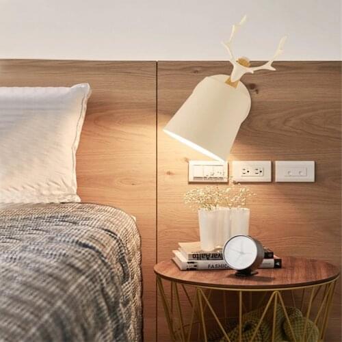 Nordic style modern minimalist creative lamp color bedroom bedside lamp living room study balcony LED wall lamp