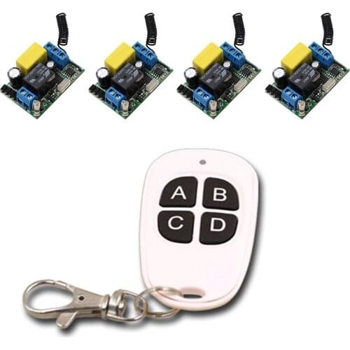 Smart Home 1 Channel AC 220V Wireless Remote Control Switch for Lamp & Light 4 Receiver+1 White Remote Control
