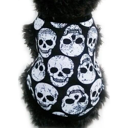 Pet Spring Summer Vest Black Bones White Bones Devil Head Dog Cool Costume Skulls Patterns Costume Clothing Spring Vest Thin