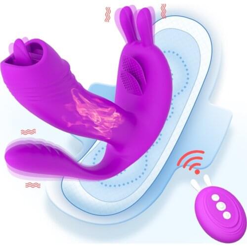 Vagina Tongue Licking Heating Vibrator Female Wearable Dildo Vibrator Clitoris Stimulator Anal Massage Oral Sex Toy For Women