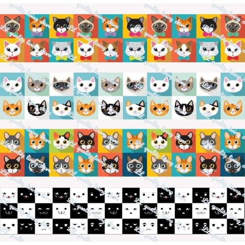 WL A Variety of Cat Printing Grosgrain Ribbon Gift Packaging Bows Party Decoration Craft Supplies Wholesale Dog Animal Colla
