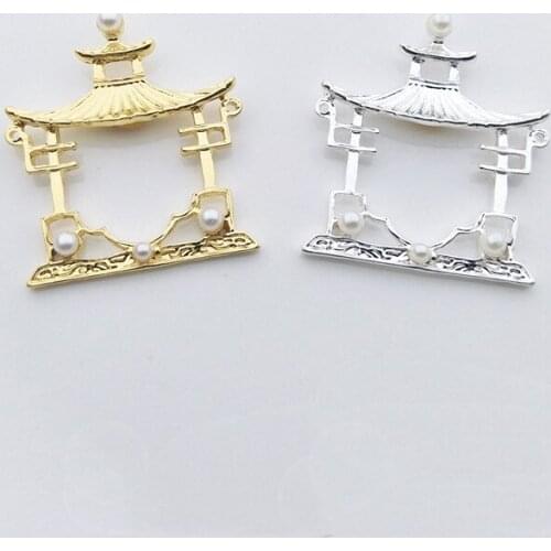 50pcs Pearl Alloy Rhinestone Appliques Vintage Ethnic Gazebo Hairpin Hair Clip Decor Dress Garment Brooch Earring Ornament DIY