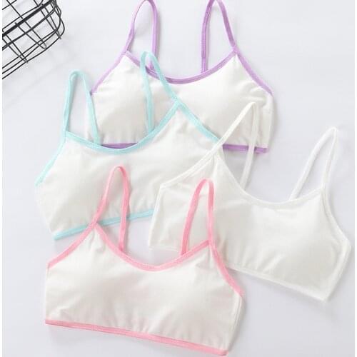 Puberty Bra Breathable Training Young Girls Kids Cotton Vests Sport Tops Tanks Teens Students Underwear Bras 8-18 Years Old