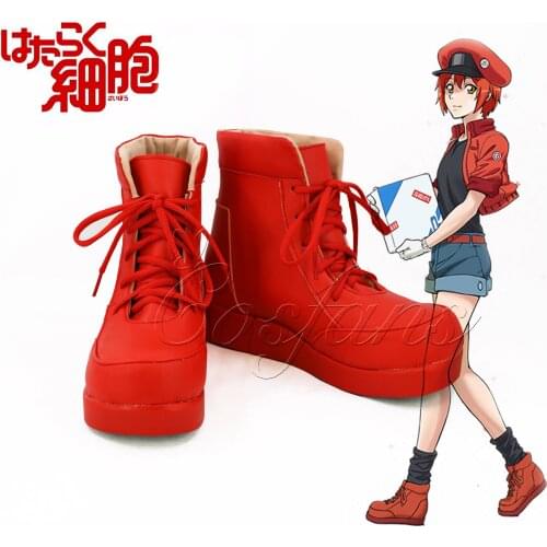 Cells At Work Erythrocyte Red Blood Cell Cosplay Boots Red Blood Cell Hataraku Saibou Women Men Halloween Cosplay Shoes Outfits