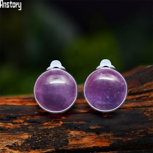 Stainless Steel Natural Amethysts Clip Earrings For Women Fashion Natural Stone Clip Earring Free Shipping