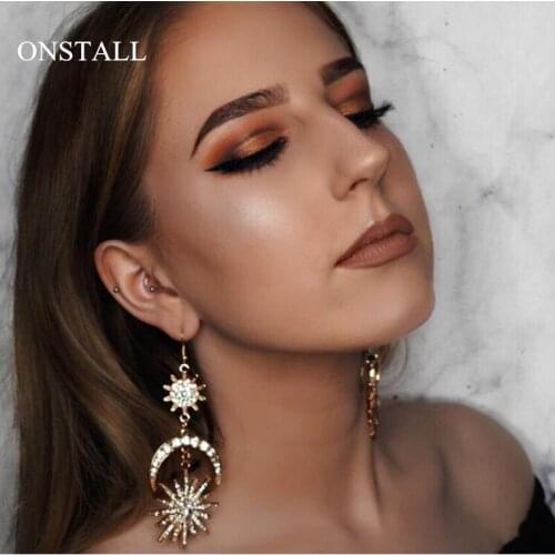 ONSTALL New Hexagram Earring Europe and the United States Fashion Exaggerated Sun Moon Earrings Alloy Earrings Earrings