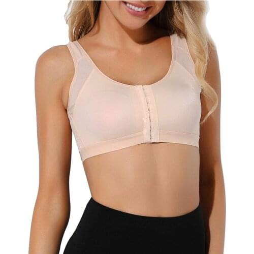 Women Post Surgery Sports Bra Front Closure Comfort Wireless with Adjustable Straps Shockproof Workout Bra Push Up Sexy Lingerie