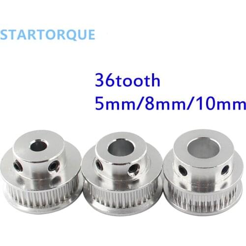 1pcs New GT2 Timing Pulley 36Tooth Wheel Bore 5mm 8mm Aluminum Gear Teeth Width 6mm Parts For Reprap 3D Printers Part
