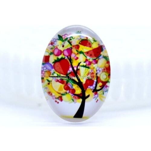 10pcs 18X25mm 30X40mm Oval Glass beads already glued on the image base setting-(Heart tree)-(HPGC-8141)