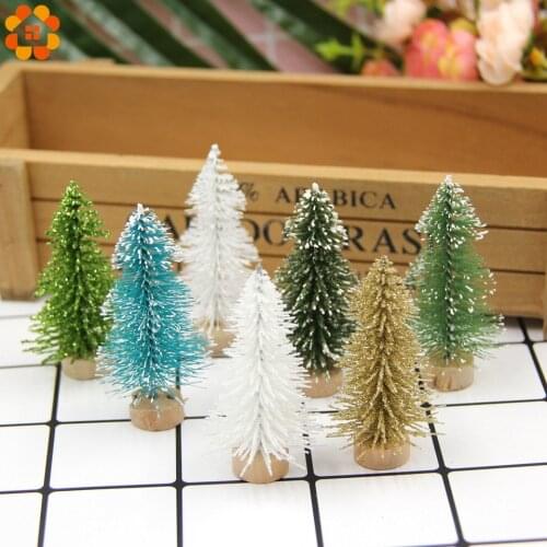 New!10PCS DIY 6CM Christmas Tree Small Pine Tree Mini Trees Placed In The Desktop Home Christmas Decoration Kids Gifts Supplies