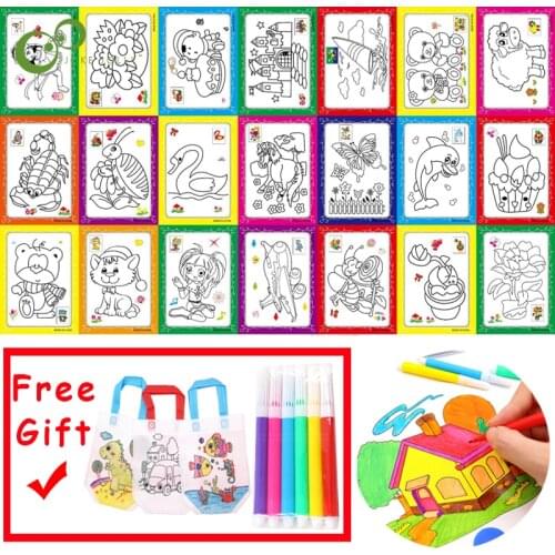 17Pcs/set DIY Art watercolor painting Graffiti Bag Painting Non-Woven Bag for Children Arts Crafts Color Filling Drawing Toy YJN