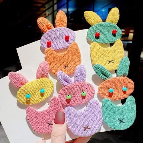 2 Pcs/Set Children Cute Nylon Rabbit Ornament Hair Clips Baby Girls Lovely Colorful Barrettes Hairpins Kids Hair Accessories