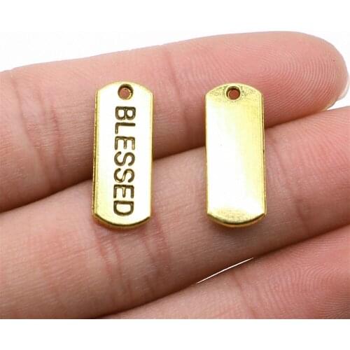 20pcs 21x8mm Pendant Blessed Tag Blessed Tag Charm Pendants For Jewelry Making Antique Silver Color Blessed Tag Pendants