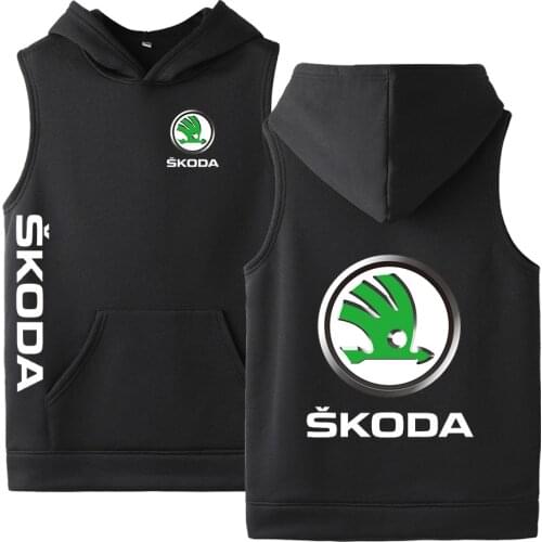 2020 Summer Mens Skoda Casual Hoodies Cotton Car Logo Customize Vest Unisex Print College Man solid Sleeveless sweatshirts tops