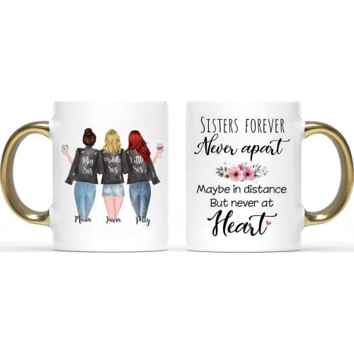 3 Girls Mugs Personalized Best Friends Forever Coffee Mug Gift Cute Cups Tazas De Ceramica Creativas