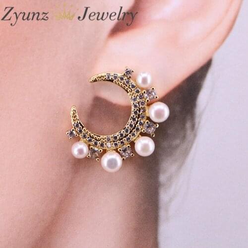 5 Pairs, New Unusual Geometric Pearl Earrings for Woman Exquisite Zircon Fashion Jewelry Party Luxury Accessories Earrings