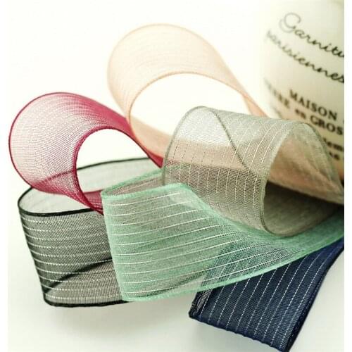 5meter/lot Striped Silver silk yarn with three specifications hair bow material apparel accessories tape for bows Ribbon T-049