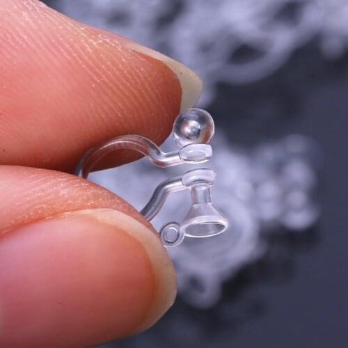 50PCS Invisible Resin Earring Clips For Non Pierced Ears With Holes DIY Jewelry N58F