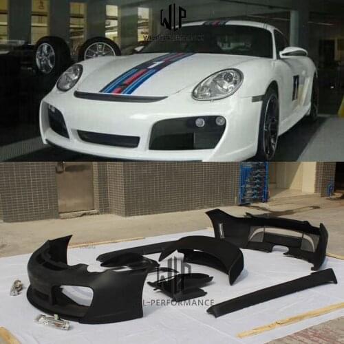 987 FRP Material Car Body Kit Front Bumper Rear Bumper Side Skirts Rear Spoiler For Porsche Cayman 987 T style 2005-2012