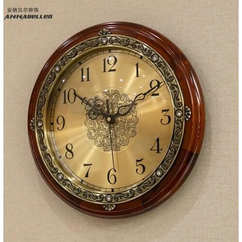 Large Solid Wood Retro Wall Clock Living Room Bedroom American European Silent Creative Wall Watch Farmhouse Decor Classic