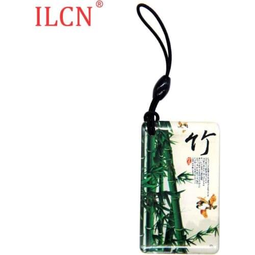 125khz ID Blank Copy Rewritable Writable Bamboo Pattern Keyfob RFID EM4305 EM4205 Keychain Access Control Fast Shipping 1pcs