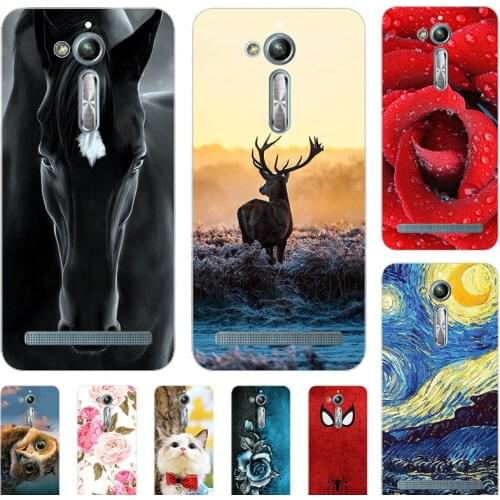 Cute Animal Cat Printing Case For ASUS ZenFone Go ZB500KL ZB500KG 5.0" Soft TPU Cover Relief Cartoon Design Funda Phone Coque