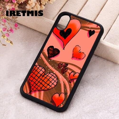 Iretmis 5 5S SE 2020 Phone Cover Case for iPhone 6 6S 7 8 Plus X Xs XR 11 12 Mini Pro Max Silicone TPU RED HEARTS