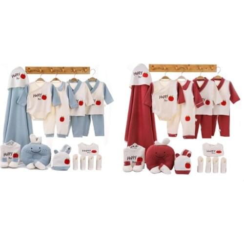 20Pcs Newborn Baby Cotton Clothing Set Trousers+Bib+Hat+Long Sleeve Tops+Handkerchief+Gloves+Foot Cover+Romper+Swaddle Wrap