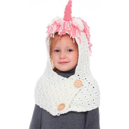 IANLAN Winter Girls Hats Scarves Set Children 2 in 1 Set Cute Unicorn Style Knit Thickening Kids Caps Wraps IL00288