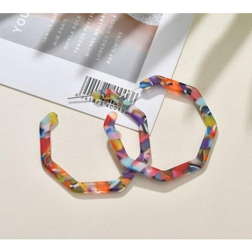 MESTILO 2019 Bohemia Fashion Handmade Acrylic Earrings Colorful Geometric Leopard Print Hoop Earrings For Girls Party Gifts New