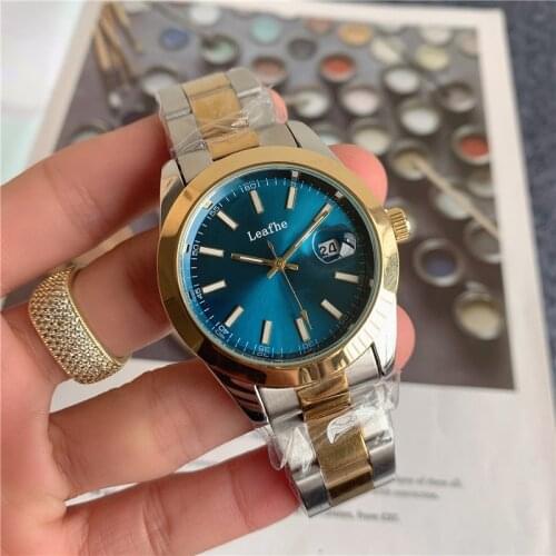 Fashion Silver gold brand watch color literal calendar function stainless steel material quartz watch dial diameter 40mm