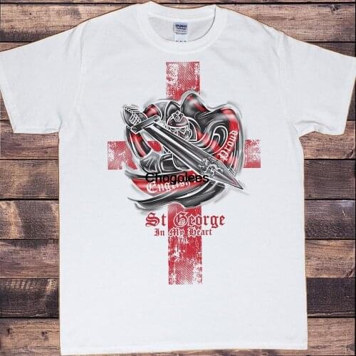 Men T Shirt England Sword Knight St George Proud English In My Heart Loyalty Print TS749