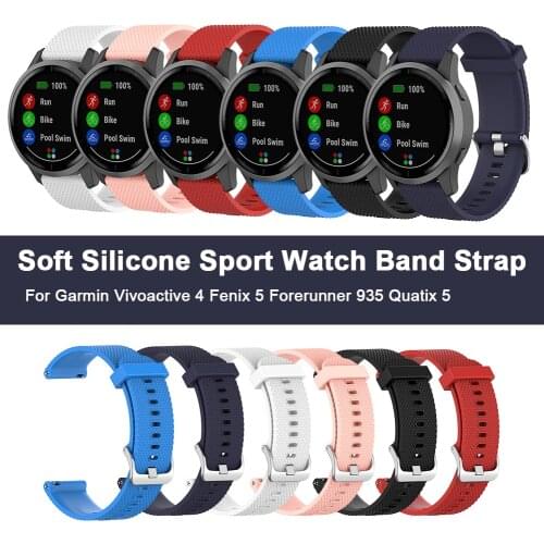 Soft Silicone Sport Watch Band Strap Wristband For Garmin Vivoactive 4 Fenix 5 Forerunner 945 935 Quatix 5 GPS Smart Bracelet
