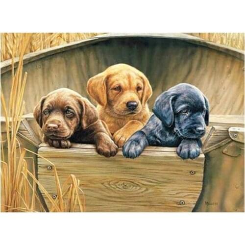 Animal Dog Labrador DIY 11CT Embroidery Cross Stitch Kits Needlework Craft Set Printed Canvas Cotton Thread Home Design
