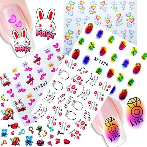 Nail Art Decorations Stickers Valentine Love Nail Sticker Water DIY Decals Tips Happy Sweet Nail Art Sticker 24PCS