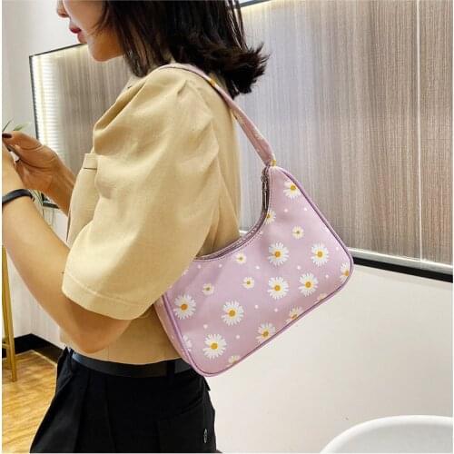 2021 Brand New FashionDaisy Flower Print Clutch Purse Lady Shoulder Messenger Bags Women Leather Handbags Luxury Crossbody Totes