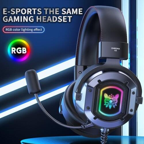 ONIKUMA-K3 Gaming Headset 3.5mm Over-head Wired Headphones With RGB Colorful Light 360° Pick up Vioce Micphone For PC Laptop