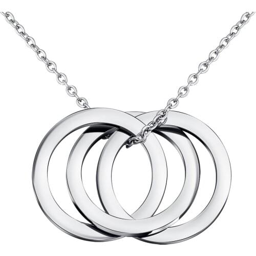 MYLONGINGCHARM Personalized Intertwined 3 Circles Necklace Custom family names Stainless Steel Necklace Jewelry gift