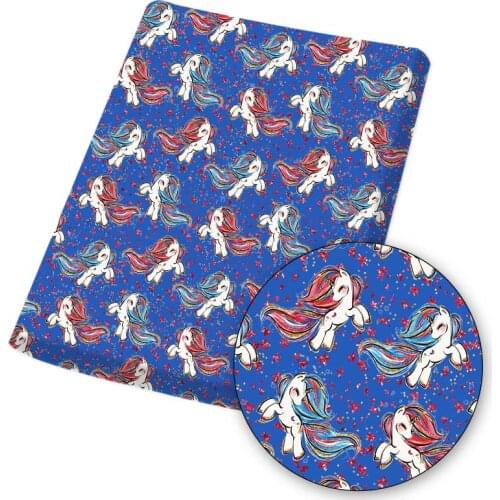 Polyester Cotton Fabric Cartoon Unicorn Anime Printed Cloth Sheet Designer Fabric For Mask Dress Sewing Craft Materials 45*145cm