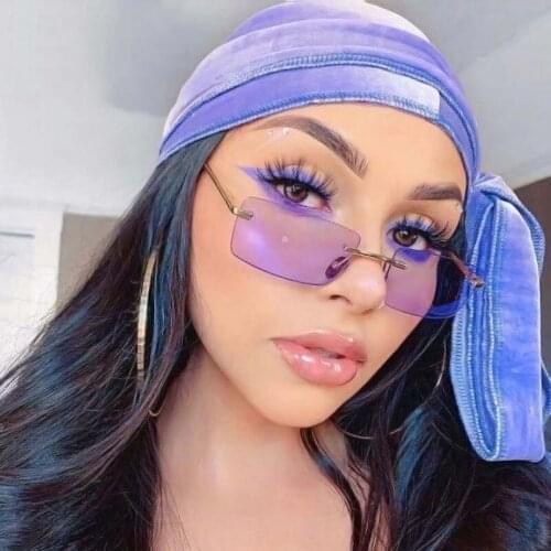 Fashion Women Rimless Sunglasses Women Luxury Brand Designer Square Small Sun Glasses UV400 Shades Eyewear Oculos De Sol