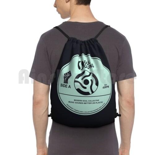 Soul Collective Backpack Drawstring Bags Gym Bag Waterproof Vinyl Soul Music Sixties Mod Record Label And Roll Scooters